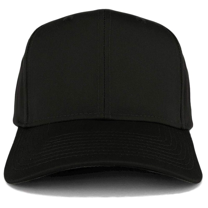 Armycrew Adjustable Solid Color Plain Cotton Polyester Blank Snapback Baseball Style Cap - BLACK - Image 2